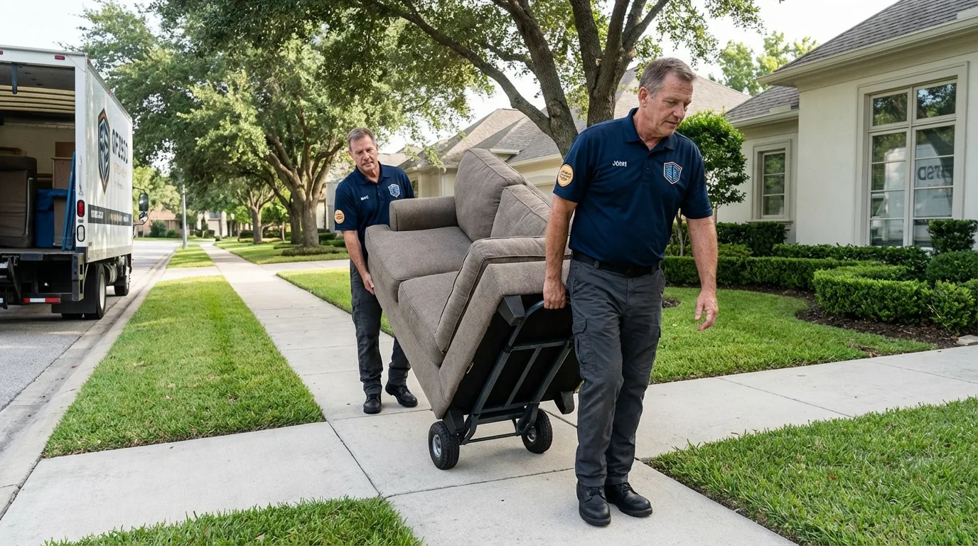 Local residential moving crew loading furniture in Lafayette, TN