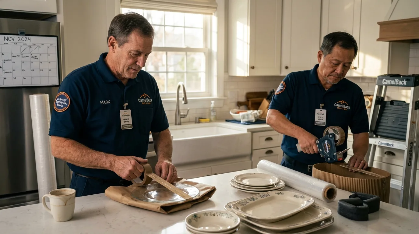 Professional crew packing kitchen dishware in Lafayette, TN
